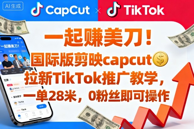 一起賺美刀！国际版剪映capcut拉新TikTok推广教学，一单28米，0粉丝即可操作（附推广入口和教学）-财富区