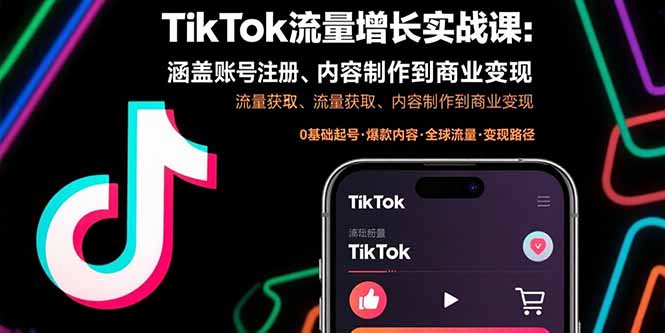 TikTok流量增长实战课：涵盖账号注册、流量获取、内容制作到商业变现-财富区