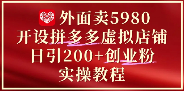 外面卖5980开设拼多多虚拟店铺：单日引流200+创业付费粉实战教程-财富区