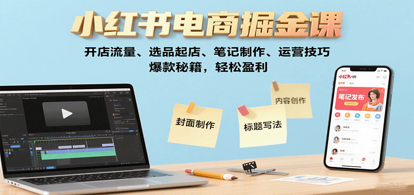 小红书电商掘金课：开店流量、选品起店、笔记制作、运营技巧，爆款秘籍，轻松盈利-财富区