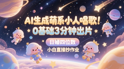 AI生成萌系小人唱歌，0基础3分钟出片，28个作品涨粉8.9W，单条最高19W赞，日入四位数，小白直接抄作业-财富区