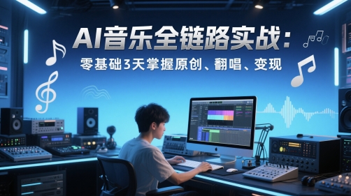 AI音乐全链路实战变现课：零基础3天掌握原创、翻唱、变现-财富区