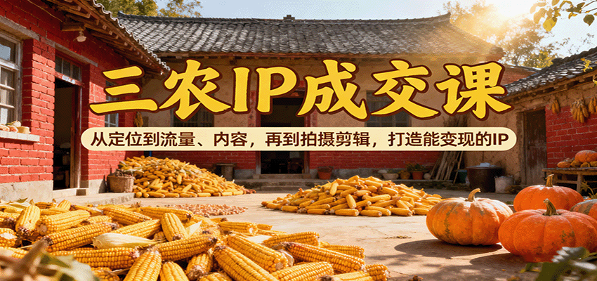 三农IP成交课：从定位到流量、内容，再到拍摄剪辑，打造能变现的IP-财富区