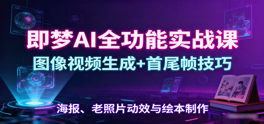 即梦AI全功能实战课:图像视频生成+首尾帧技巧,海报、老照片动效与绘本制作-财富区