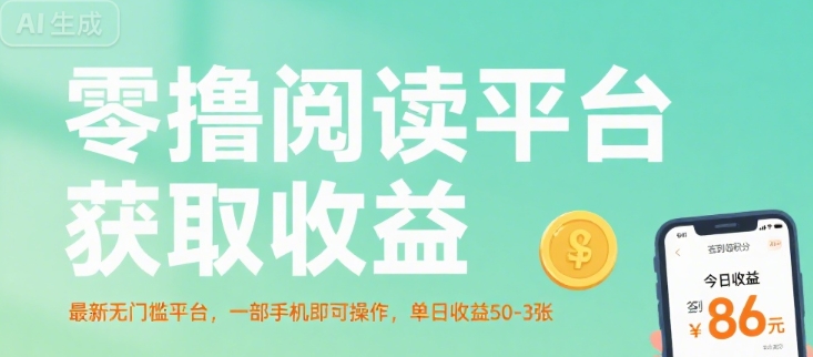 零撸阅读平台获取收益，最新无门槛平台，一部手机即可操作，单日收益50-3张-财富区