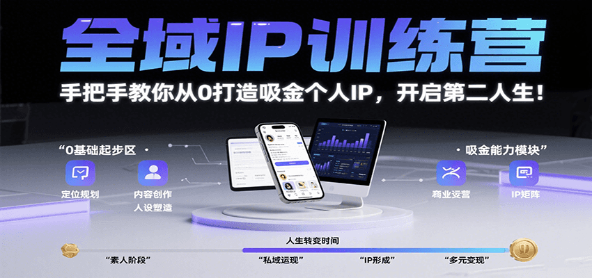 全域IP训练营，手把手教你从0打造吸金个人IP，开启第二人生！-财富区