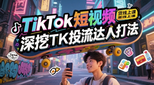TikTok短视频带货线上课，深挖TK投流达人打法-财富区