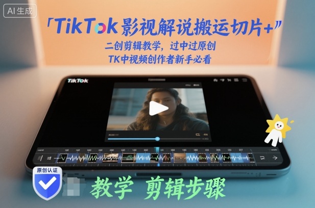 TikTok影视解说搬运切片+二创剪辑教学，过中过原创，TK中视频创作者新手必看-财富区