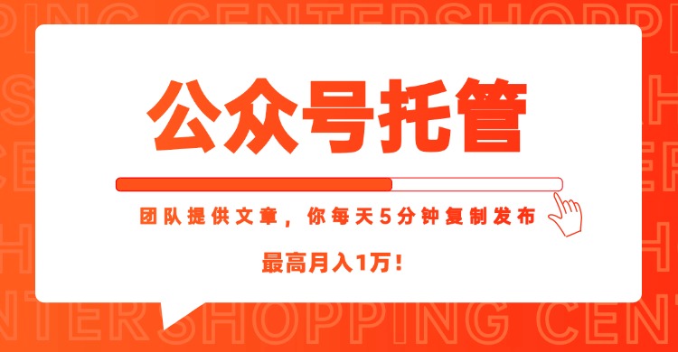 【公众号托管 】我提供文章，你每天５分钟复制发布，最高月入1W-财富区
