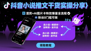 抖音小说推文干货实操分享，混剪+AI图片卡特效爆量全流程，0粉丝0门槛可做-财富区