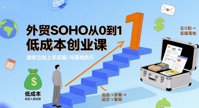 外贸SOHO从0到1低成本创业课,能够立刻上手实操与落地执行-财富区