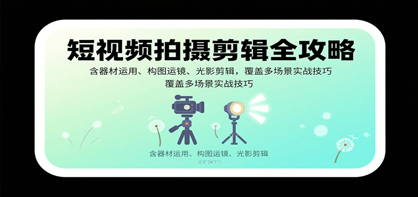 短视频拍摄剪辑全攻略：含器材运用、构图运镜、光影剪辑，覆盖多场景实战技巧-财富区
