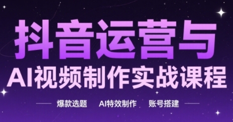 抖音运营与AI视频制作实战课程，爆款选题-AI特效制作-账号搭建-财富区