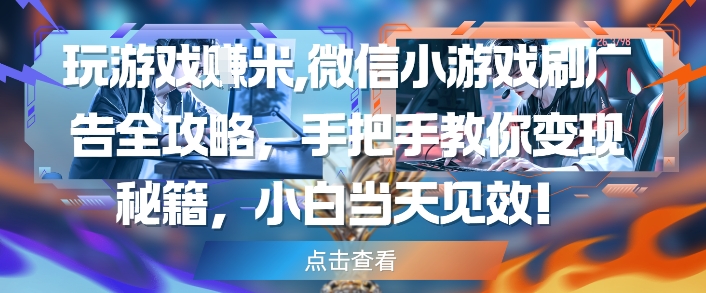 玩游戏挣米，微信小游戏刷广告全攻略，手把手教你变现秘籍，小白当天见效-财富区