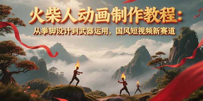 火柴人动画制作教程：从拳脚设计到武器运用，国风短视频新赛道-财富区