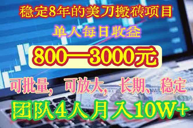 稳定8年的美刀搬砖项目,单人每日收益800—3000.团队4人月入10W+.可线下-财富区