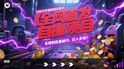 全网首发，2025年最新稳定暴力全自动自撸项目，无限制批量操作，日入多张-财富区