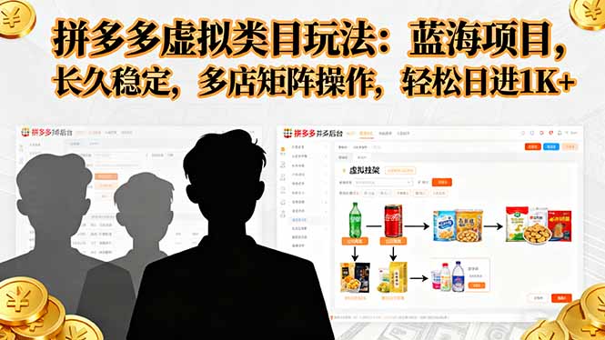 拼多多虚拟类目玩法,蓝海项目,长久稳定,多店矩阵操作,轻松日进1K+-财富区