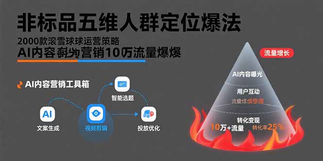 非标品五维人群定位法，2000款滚雪球运营策略，AI内容营销10万流量引爆-财富区
