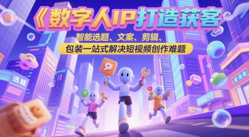 数字人IP打造获客变现实操课，智能选题、文案、剪辑、包装一站式解决短视频创作难题-财富区