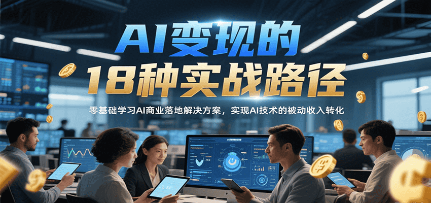 AI变现的18种实战路径，零基础学习AI商业落地解决方案，实现AI技术的被动收入转化-财富区