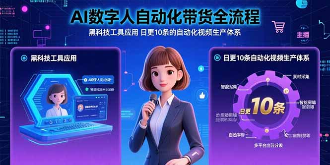 AI数字人自动化带货全流程：黑科技工具应用 日更10条的自动化视频生产体系-财富区