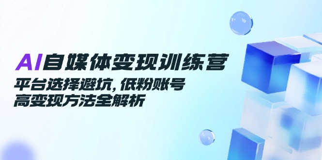 AI自媒体变现训练营，平台选择避坑，低粉账号高变现方法全解析-财富区