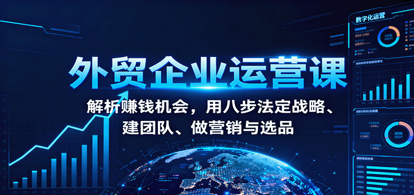 外贸企业运营课：解析赚钱机会，用八步法定战略、建团队、做营销与选品-财富区