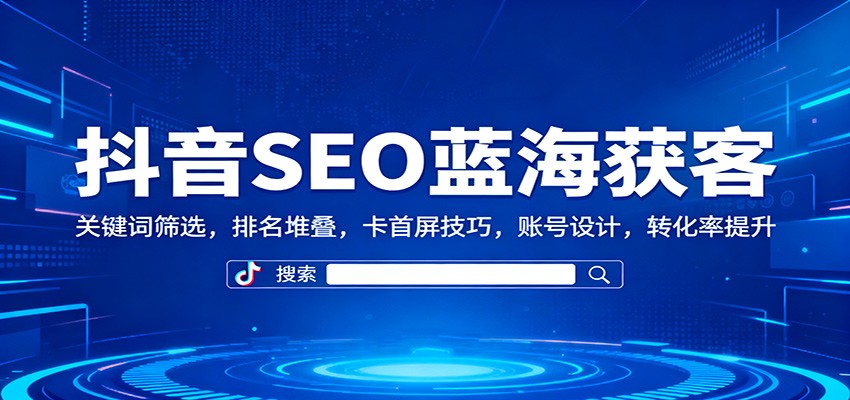 抖音SEO蓝海获客:关键词筛选,排名堆叠,卡首屏技巧,账号设计,转化率提升-财富区