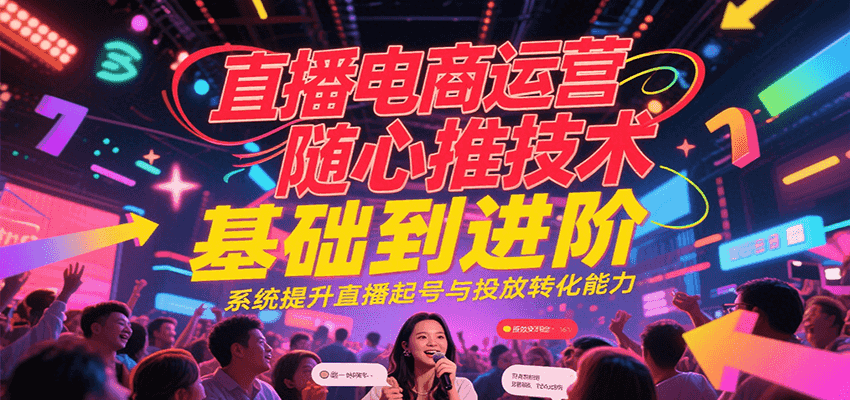 直播电商运营随心推投放技术基础到进阶，系统提升直播起号与投放转化能力-财富区
