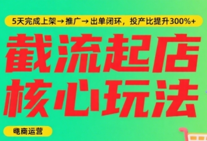 淘宝截流快速起店玩法，掌握暴力快速起店的流程，5天完成上架-推广-出单闭环-财富区