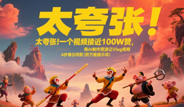 太夸张！一个视频接近100W赞，用AI制作西游记Vlog视频，全流程拆解来了(附万能提示词)-财富区