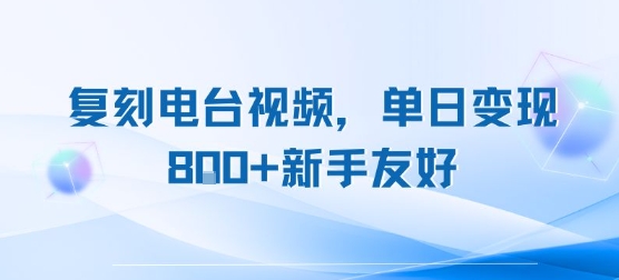复刻电台视频，单日变现8张+新手友好，长期可做-财富区