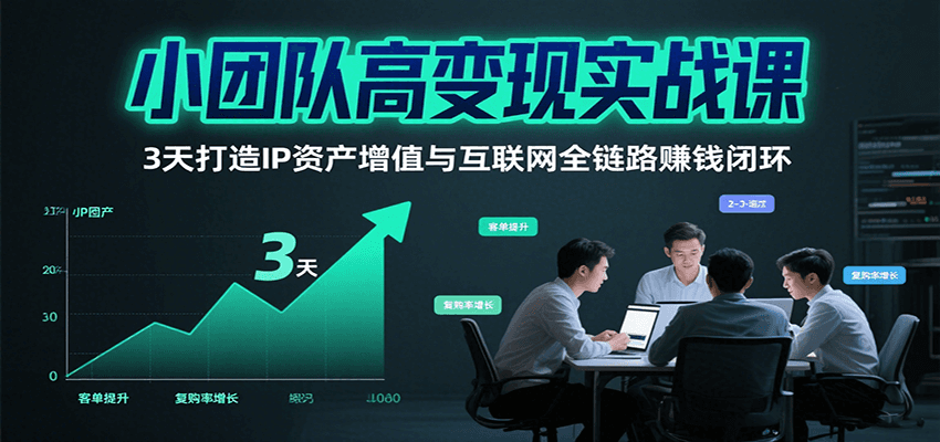 小团队高变现实战课，3天打造IP资产增值与互联网全链路赚钱闭环（第二期）-财富区