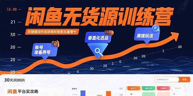 闲鱼无货源训练营：账号准备养号/垂直化选品/黑搜玩法，0基础30天盈利指南-财富区