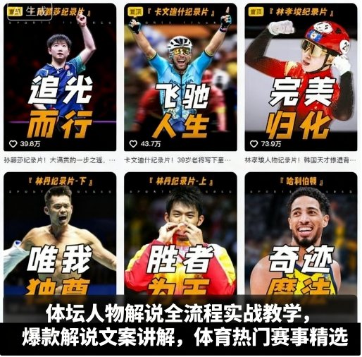 体坛人物解说全流程实战教学，爆款解说文案讲解，体育热门赛事精选-财富区