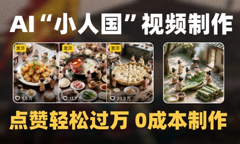 爆款1000W+播放微缩景观迷你小人国AI视频0成本制作全流程教学-财富区