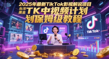 2025年最新TikTok影视解说项目，新手也能挣美金，TK中视频计划保姆级教程-财富区