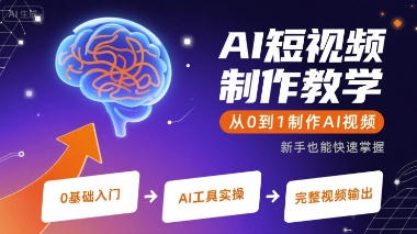 AI短视频制作教学，从0到1制作AI视频-财富区