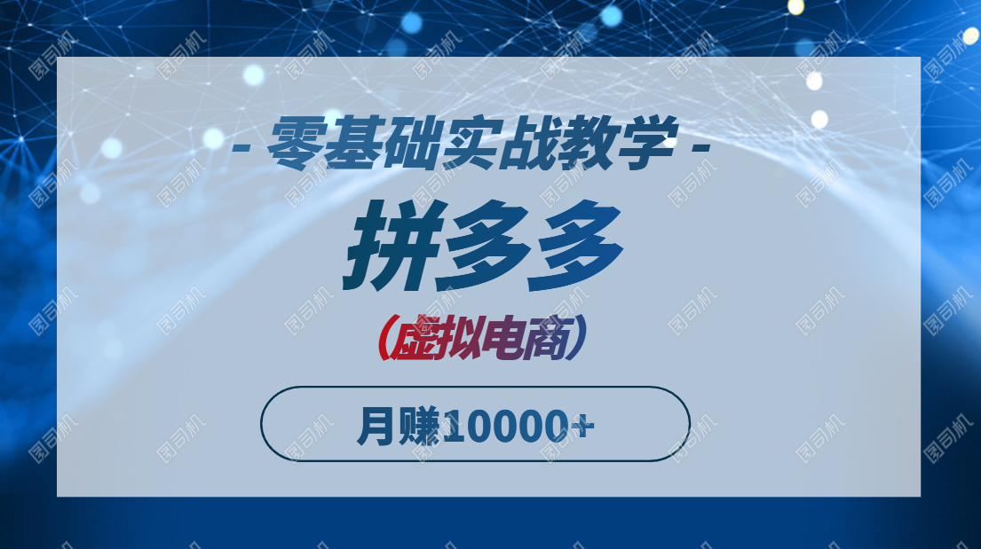 拼多多虚拟电商，零基础实战教学，快速打爆商品，新手也能月入10000+-财富区