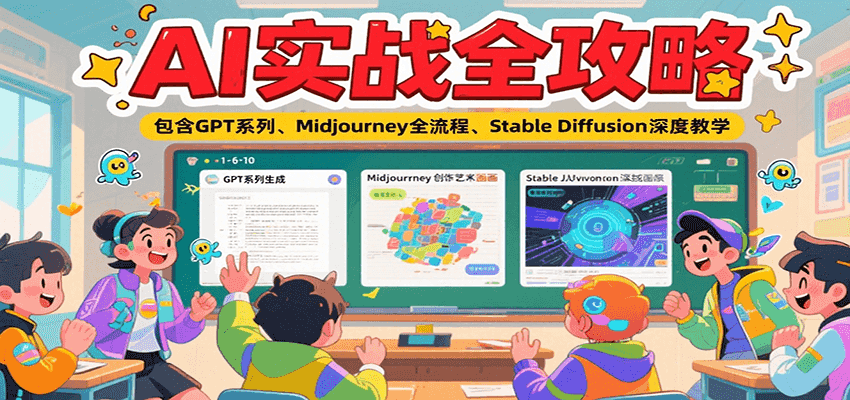 AI实战全攻略，包含GPT系列、Midjourney全流程、Stable Diffusion深度教学-财富区