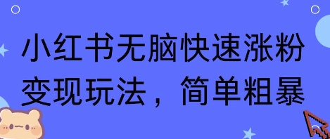 小红书无脑快速涨粉变现玩法，简单粗暴-财富区