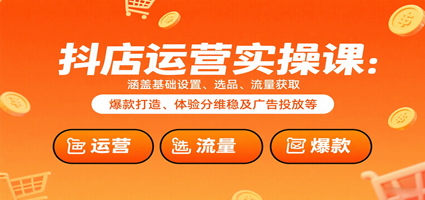 抖店运营实操课：涵盖基础设置、选品、流量获取、爆款打造、体验分维稳及广告投放等-财富区