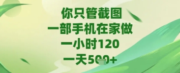 你只管截图，一部手机在家做，苹果安卓都可以，一天5张+-财富区