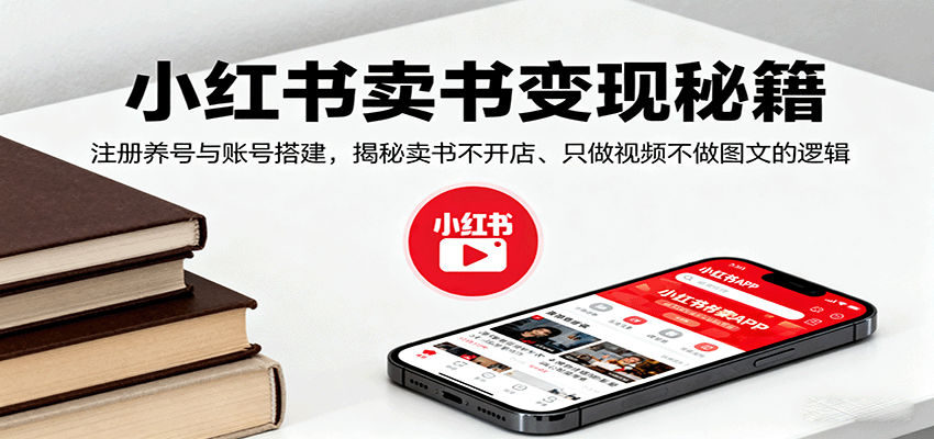 小红书卖书变现秘籍，注册养号与账号搭建，揭秘卖书不开店、只做视频不做图文的逻辑-财富区