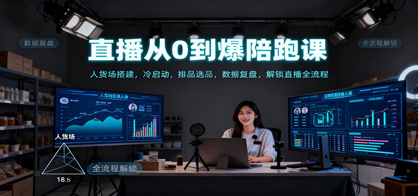 直播从0到爆陪跑课：人货场搭建，冷启动，排品选品，数据复盘，解锁直播全流程-财富区