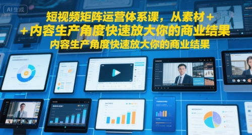 短视频矩阵运营体系课，从素材+内容生产角度快速放大你的商业结果-财富区