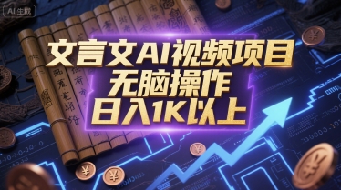 文言文AI视频项目，无脑操作，日入1K以上-财富区