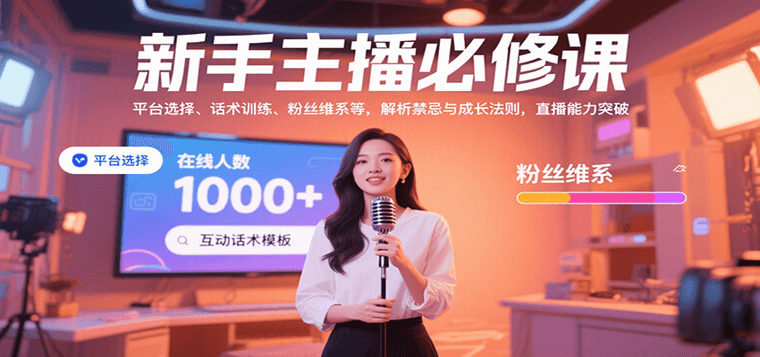 新手主播必修课：平台选择、话术训练、粉丝维系等，解析禁忌与成长法则，突破直播能力-财富区