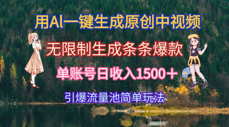 用Al一键生成原创中视频,无限制生成条条爆款,单账号日收入1500+引爆…-财富区